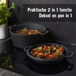 Daumonet Ducasse Gietijzeren Double Use Braadpan - Combi Sudderpan Zwart - 2-in-1 Bak- En Braadpan - PFAS & PFOA Vrij - Rond - Ø 26 Cm - 4,4 Liter - Emaille - Alle Warmtebronnen - Elektrisch - Gas - Halogeen - Inductie - Keramisch 14 Daumonet Ducasse Gietijzeren Double Use Braadpan - Combi Sudderpan Zwart - 2-in-1 Bak- En Braadpan - PFAS & PFOA Vrij - Rond - Ø 26 Cm - 4,4 Liter - Emaille - Alle Warmtebronnen - Elektrisch - Gas - Halogeen - Inductie - Keramisch -Keuken Benodigdheden Winkel 1200x1200 1531