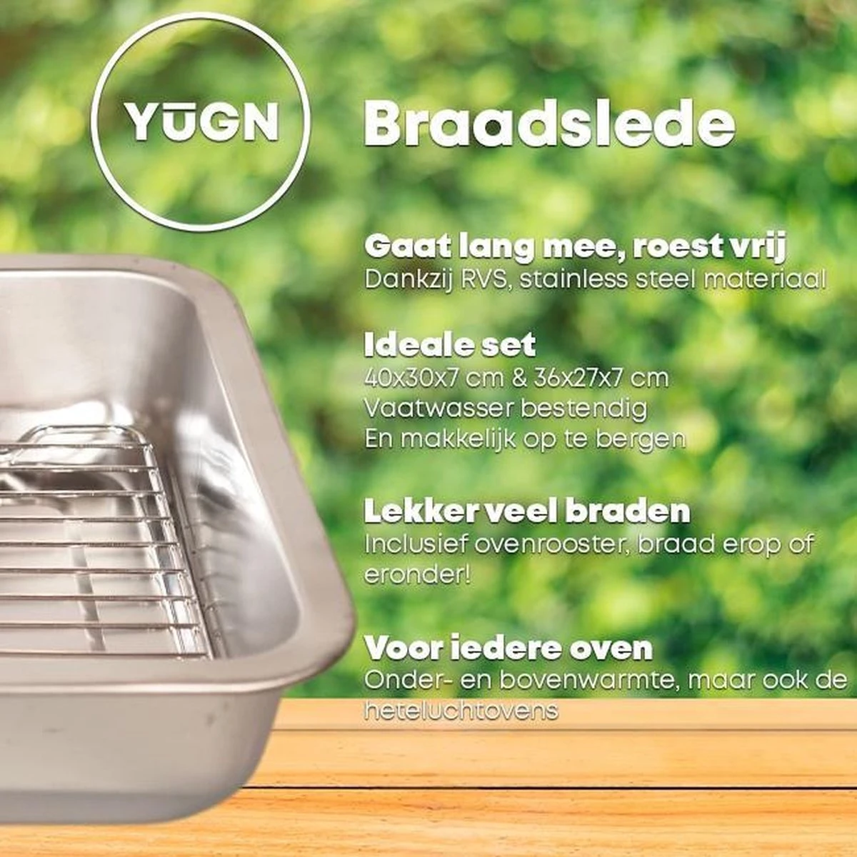 YUGN COMBI Set Braadslede Ovenschaal Combi Braadslee Oven Set - 2x Braadslede Met Rooster Voor Ovengerechten - 36x27x7CM En 40x30x7CM En Inclusief Bakkwast - Cadeau- Cadeautip 7 YUGN COMBI Set Braadslede Ovenschaal Combi Braadslee Oven Set - 2x Braadslede Met Rooster Voor Ovengerechten - 36x27x7CM En 40x30x7CM En Inclusief Bakkwast - Cadeau- Cadeautip - Afbeelding 5