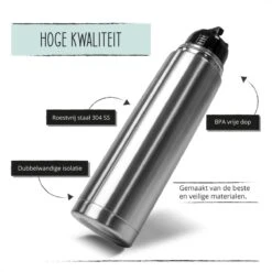 BUUF™️ Thermosfles 1 Liter - Isoleerfles - Thermosbeker - 24u/koud, 8u/warm - RVS - Zilver -Keuken Benodigdheden Winkel 1200x1200 1809