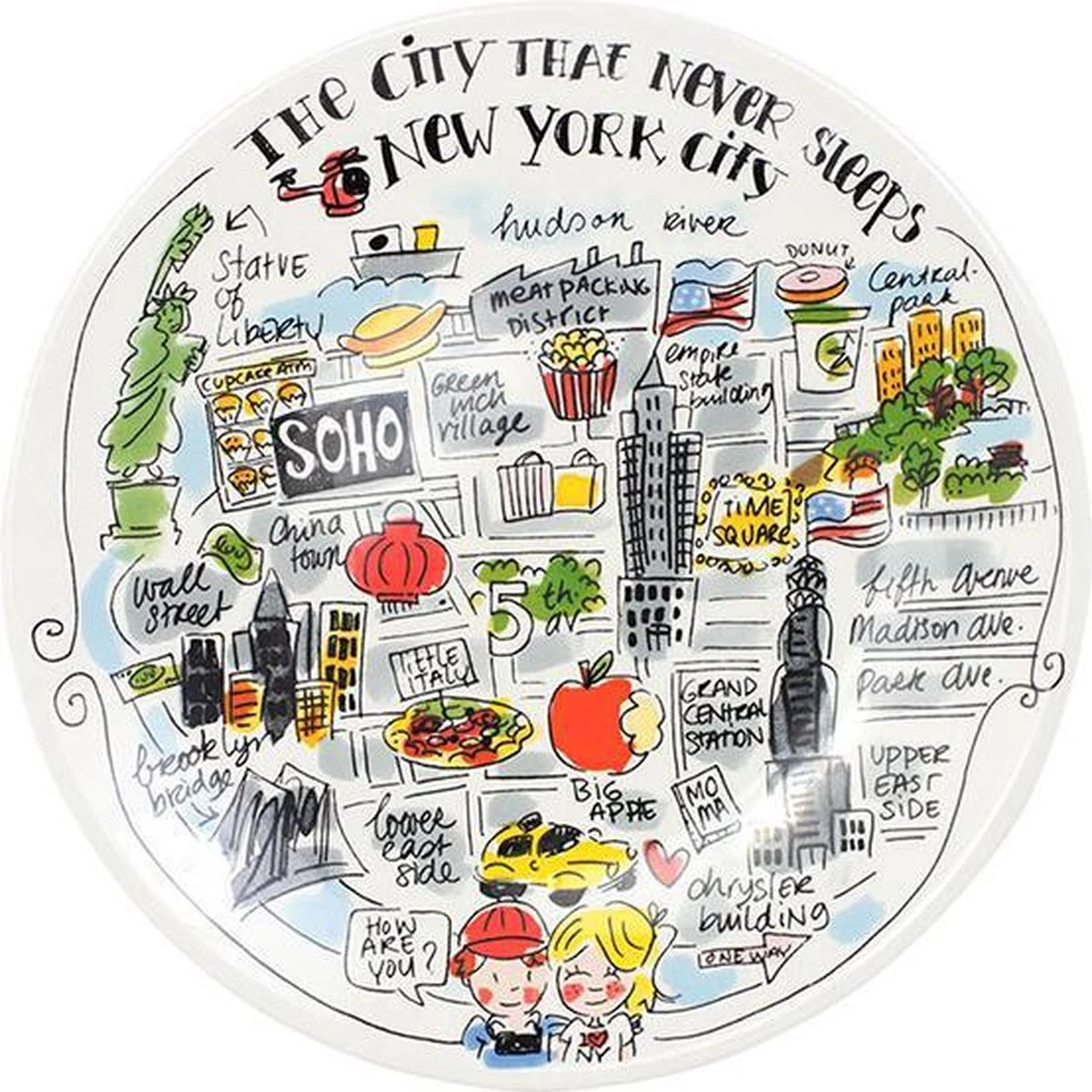 Blond Amsterdam City New York Bord - Ø 22 Cm 3 Blond Amsterdam City New York Bord - Ø 22 Cm