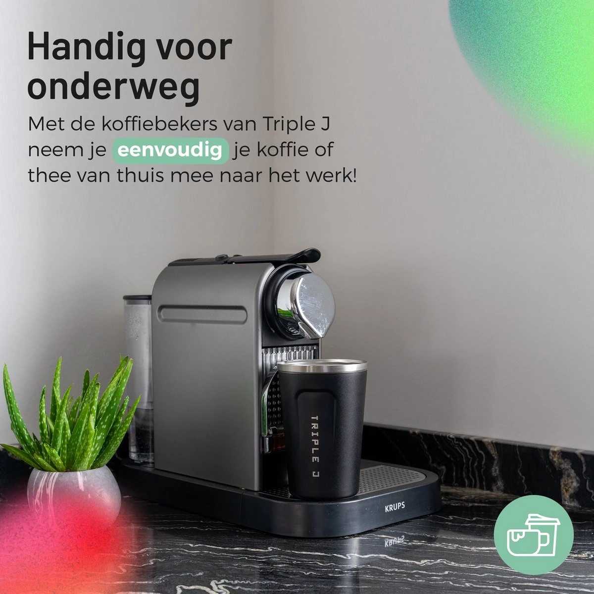 Triple J® Koffiebeker To Go - Thermosbeker - BPA & Lekvrij - 380ml - Zwart 5 Triple J® Koffiebeker To Go - Thermosbeker - BPA & Lekvrij - 380ml - Zwart - Afbeelding 3