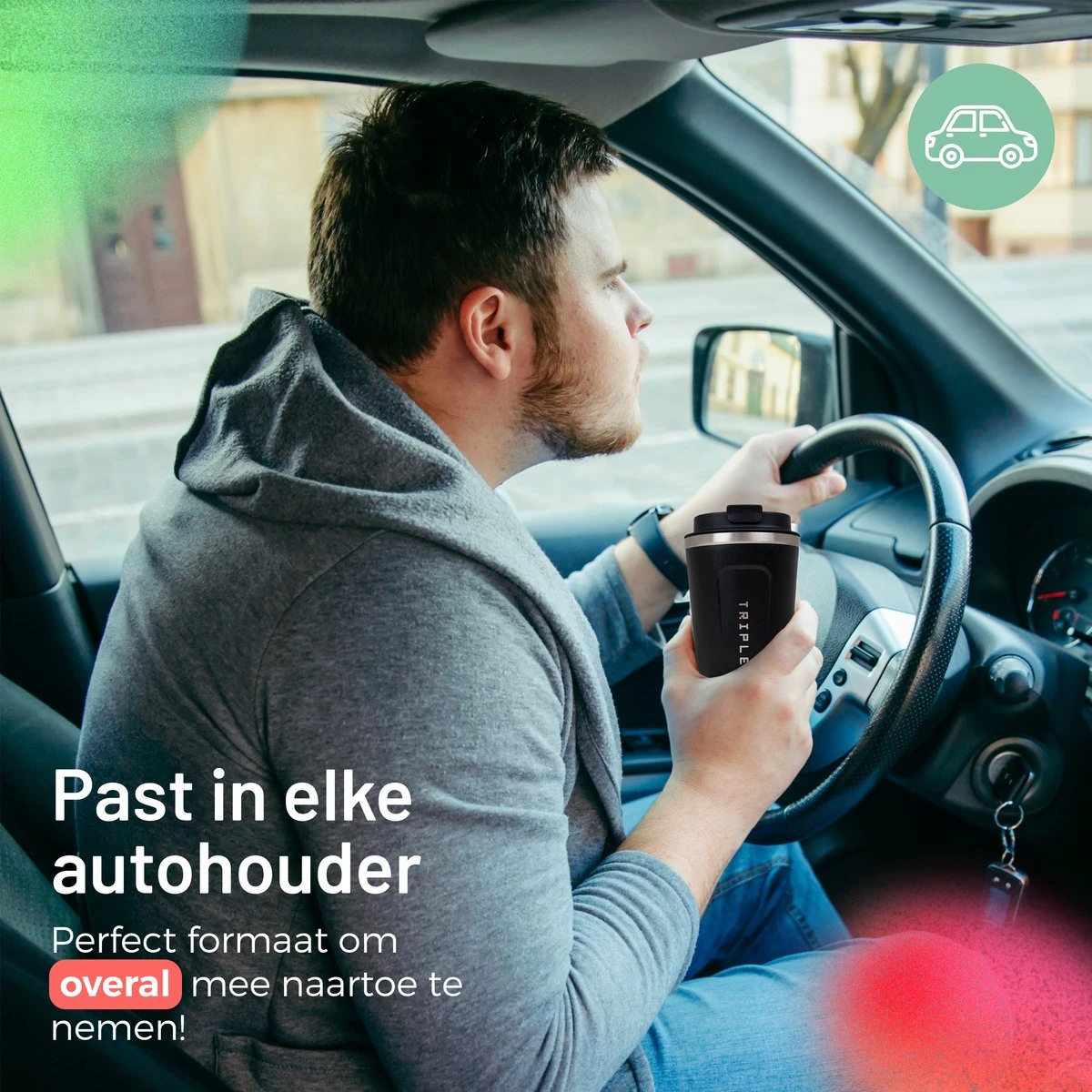 Triple J® Koffiebeker To Go - Thermosbeker - BPA & Lekvrij - 380ml - Zwart 7 Triple J® Koffiebeker To Go - Thermosbeker - BPA & Lekvrij - 380ml - Zwart - Afbeelding 5