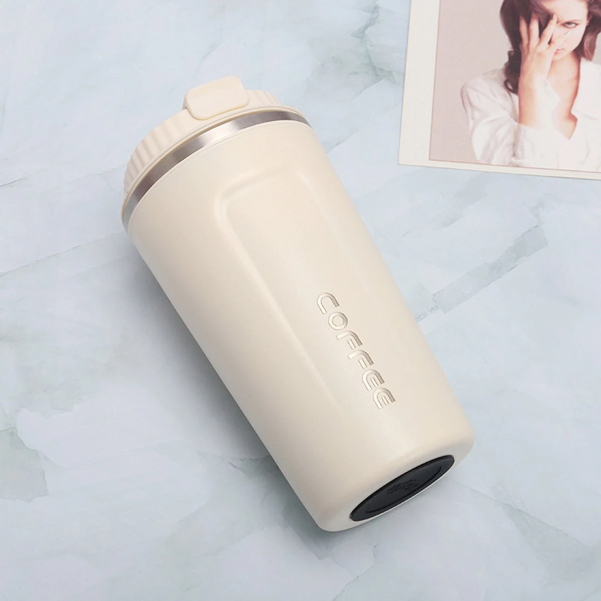 Premium RVS Koffiebeker To Go - Thermosbeker - Theebeker - 380ml - Wit 4 Premium RVS Koffiebeker To Go - Thermosbeker - Theebeker - 380ml - Wit - Afbeelding 2