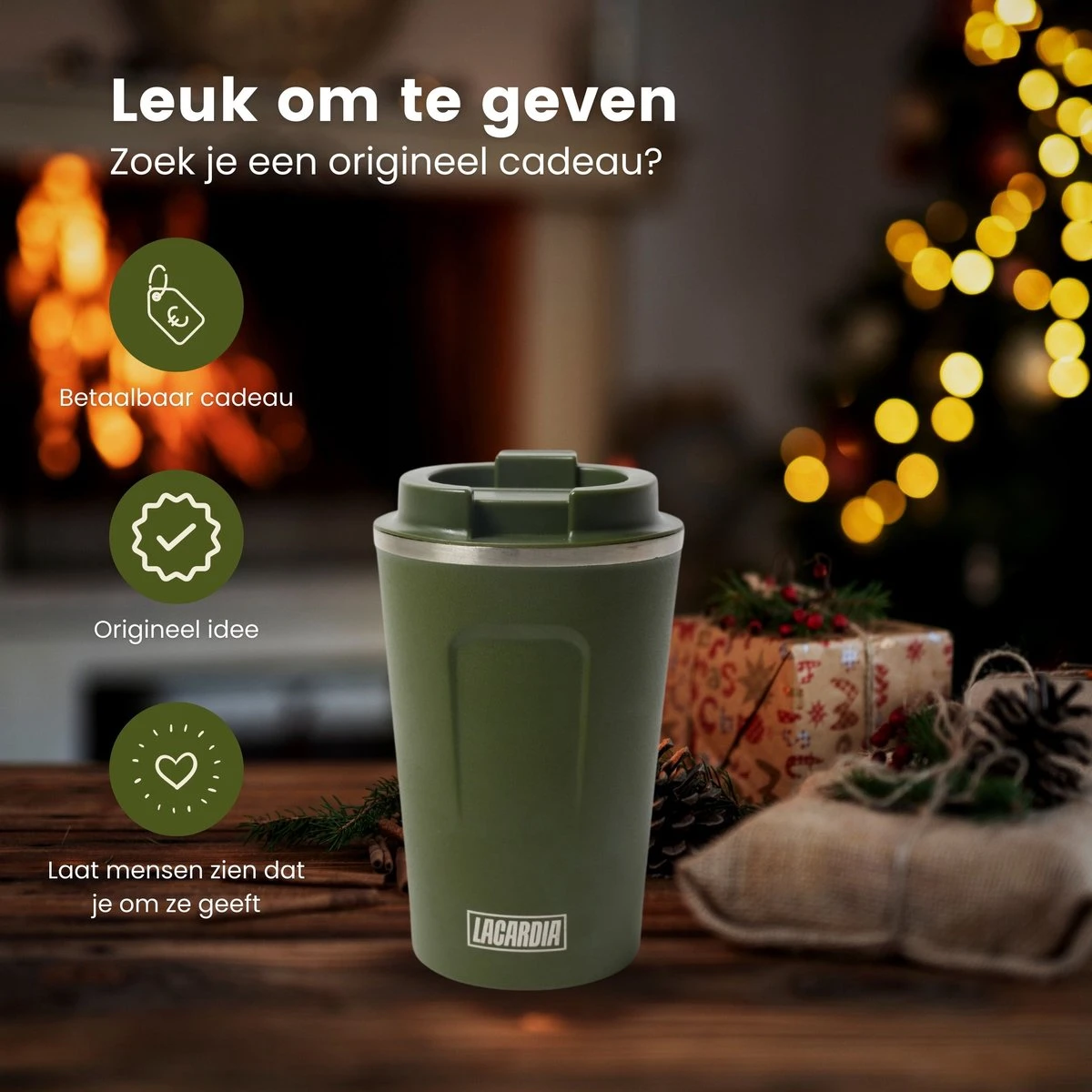 LaCardia Koffiebeker To Go Premium Groen – Thermosbeker – Theebeker – 380ML – Herbruikbaar 7 LaCardia Koffiebeker To Go Premium Groen – Thermosbeker – Theebeker – 380ML – Herbruikbaar - Afbeelding 5