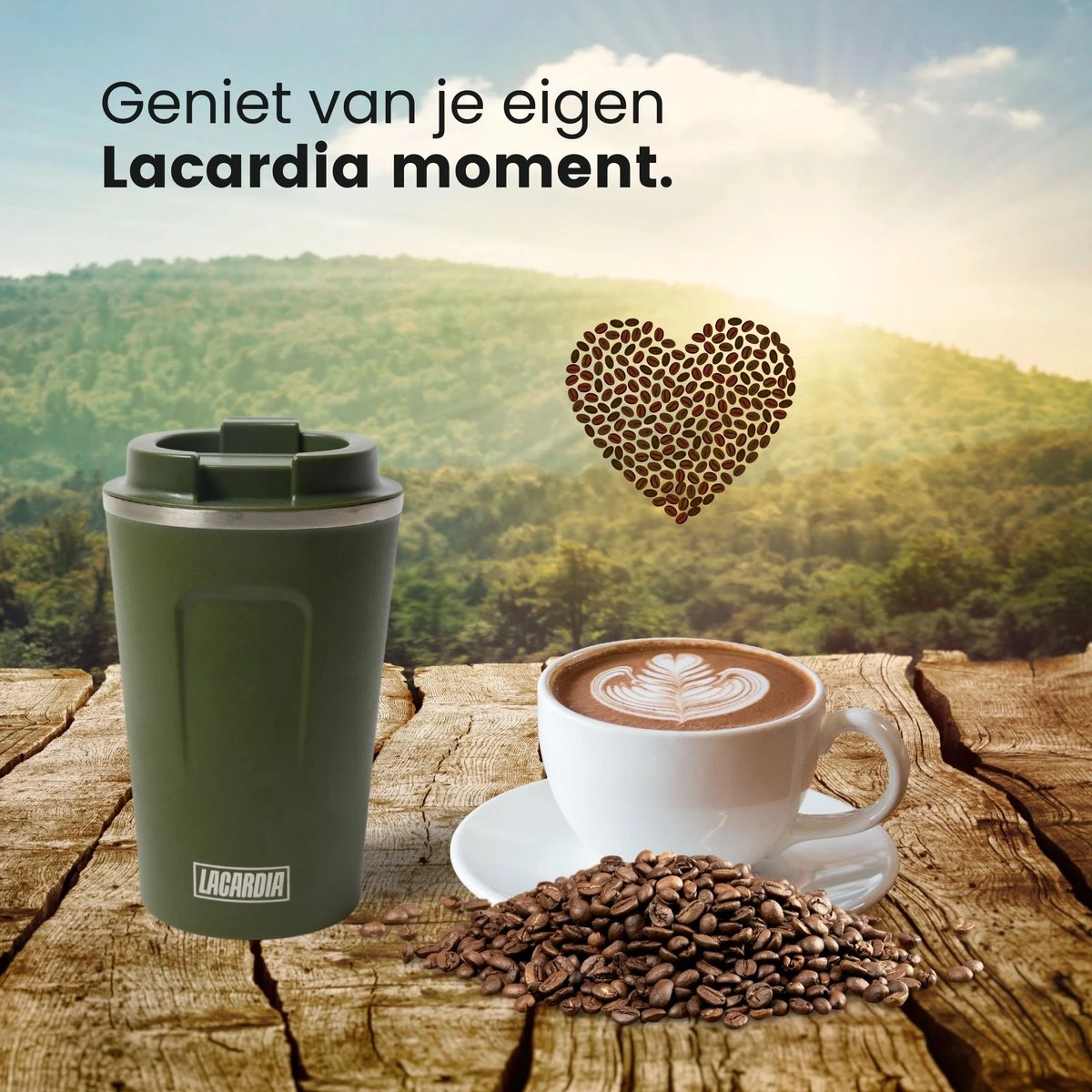 LaCardia Koffiebeker To Go Premium Groen – Thermosbeker – Theebeker – 380ML – Herbruikbaar 9 LaCardia Koffiebeker To Go Premium Groen – Thermosbeker – Theebeker – 380ML – Herbruikbaar - Afbeelding 7