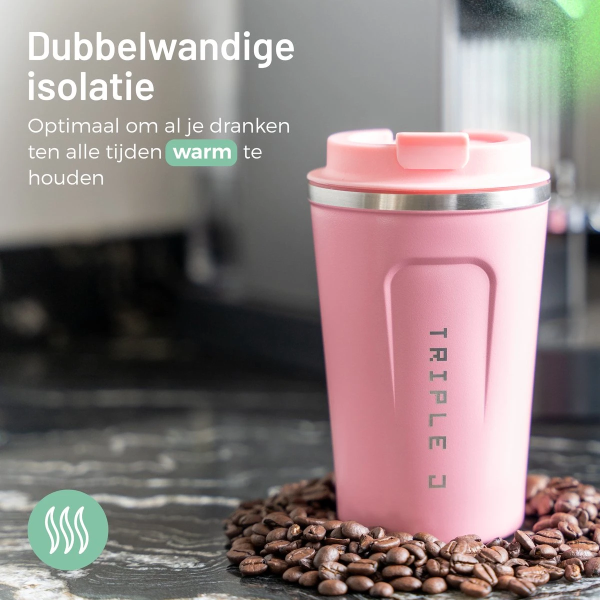Triple J® Koffiebeker To Go - Thermosbeker - BPA & Lekvrij - 380ml - Roze 8 Triple J® Koffiebeker To Go - Thermosbeker - BPA & Lekvrij - 380ml - Roze - Afbeelding 6