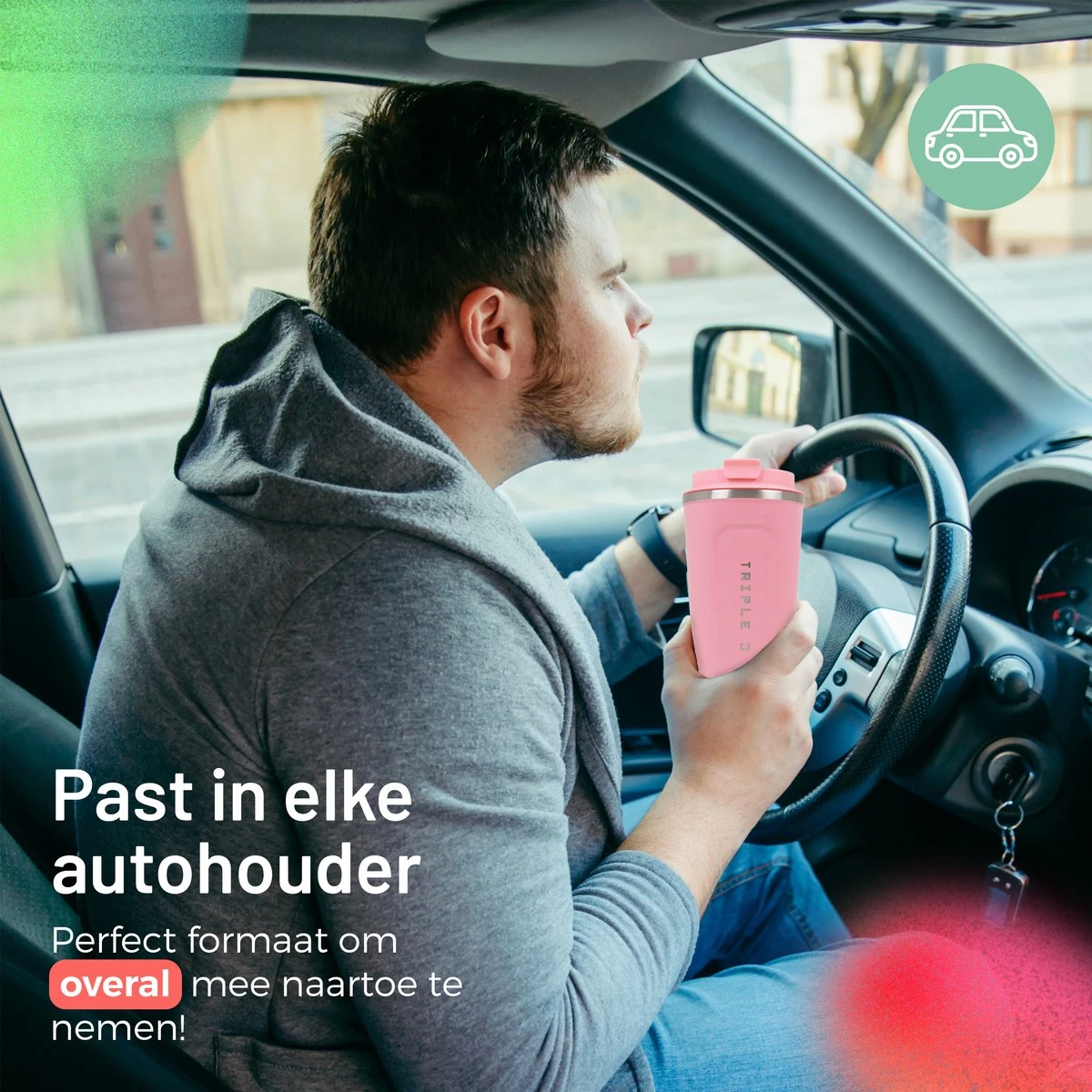 Triple J® Koffiebeker To Go - Thermosbeker - BPA & Lekvrij - 510ml - Roze 6 Triple J® Koffiebeker To Go - Thermosbeker - BPA & Lekvrij - 510ml - Roze - Afbeelding 4