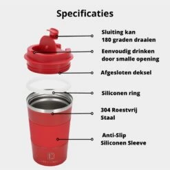 Castagnola Design RVS Koffiebeker To Go - Rood - 380ml - Thermosbeker - Theebeker -Keuken Benodigdheden Winkel 1200x1200 2307