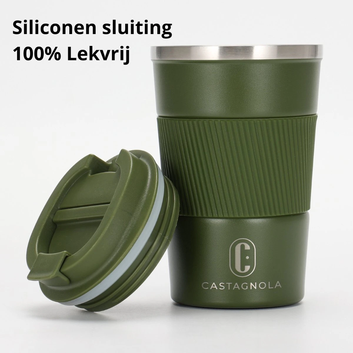 Castagnola Design RVS Koffiebeker To Go - Groen - 380ml - Thermosbeker - Theebeker 5 Castagnola Design RVS Koffiebeker To Go - Groen - 380ml - Thermosbeker - Theebeker - Afbeelding 3