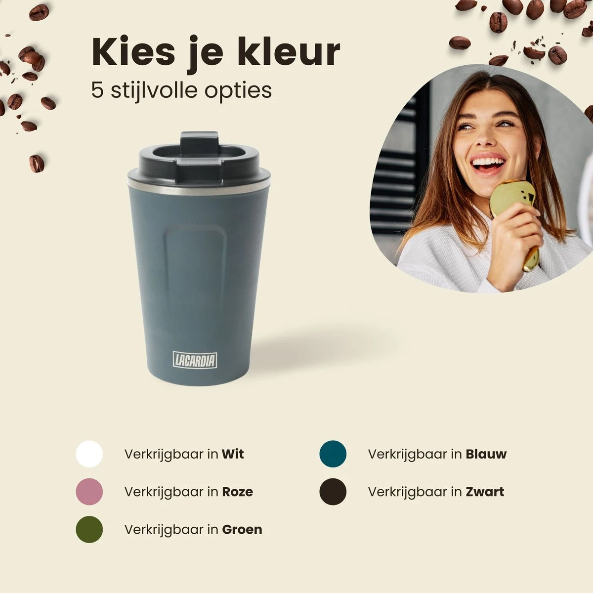 LaCardia Koffiebeker To Go Premium Blauw – Thermosbeker – Theebeker – 380ML – Herbruikbaar 6 LaCardia Koffiebeker To Go Premium Blauw – Thermosbeker – Theebeker – 380ML – Herbruikbaar - Afbeelding 4