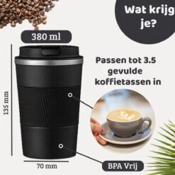 Mmoods Thermosbeker Voor Koffie En Thee 380ml - Koffiebeker To Go - Reisbeker Voor Auto - Herbruikbare Drinkfes Voor Warme En Koude Dranken - Ecologische Thermoskan Zwart Geschenk -Keuken Benodigdheden Winkel 1200x1200 2360