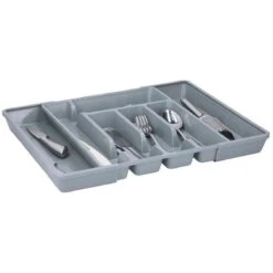 Merkloos Bestekbak/bestekhouder - Uitschuifbaar - Grijs - 44 Cm - 5 Tot 7 Vakken -Keuken Benodigdheden Winkel 1200x1200 248