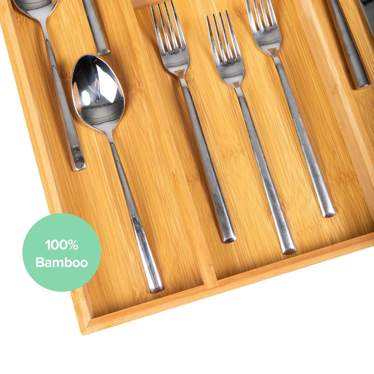 Coninx Bestekbak Bamboe 36CM Breed - Besteklade - Opbergbak - Duurzaam - Voor Laden Vanaf 47cm Diep 4 Coninx Bestekbak Bamboe 36CM Breed - Besteklade - Opbergbak - Duurzaam - Voor Laden Vanaf 47cm Diep - Afbeelding 2