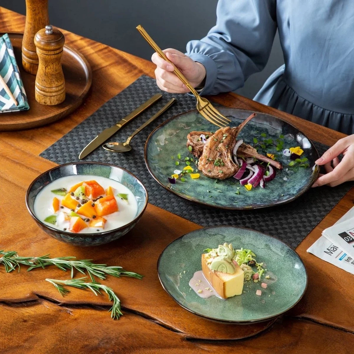 Serviesset 8 Personen - 24 Delig - Handgemaakt Keramiek - Vancasso Groen 6 Serviesset 8 Personen - 24 Delig - Handgemaakt Keramiek - Vancasso Groen - Afbeelding 4