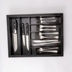 Merkloos Decopatent® Uitschuifbaar Bestekbak - Besteklade - 7 Vaks -> Uitschuifbaar Naar 9 Vakken - Bestekbakken Organizer - Bamboe - Zwart -Keuken Benodigdheden Winkel 1200x1200 262