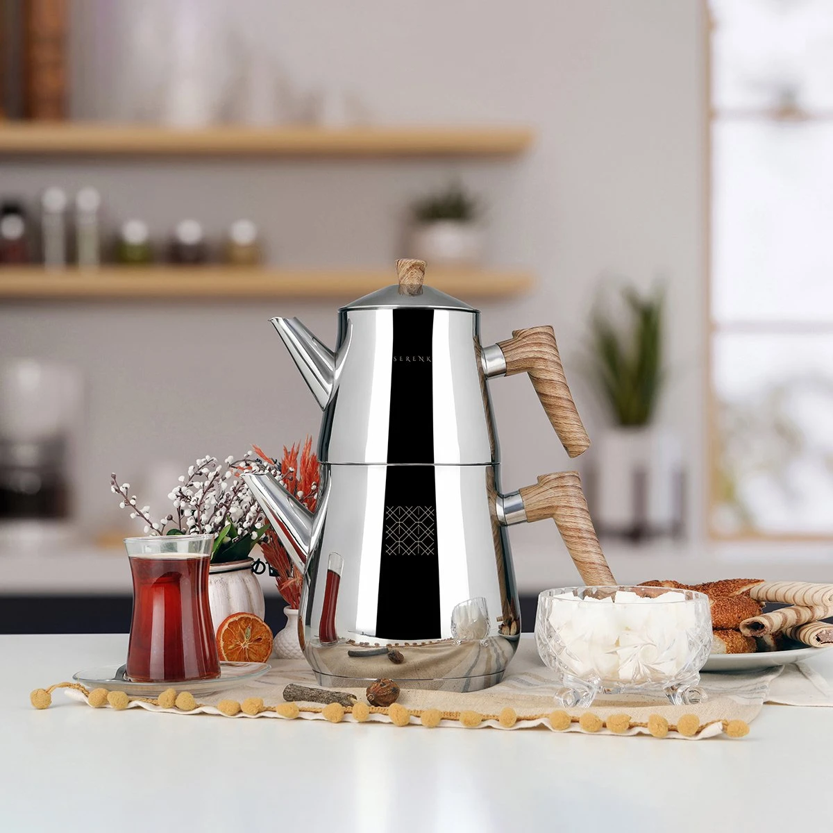 Serenk Definition Turkse Theepot - Inductie Geschikt - Theepottenset - RVS 6 Serenk Definition Turkse Theepot - Inductie Geschikt - Theepottenset - RVS - Afbeelding 4