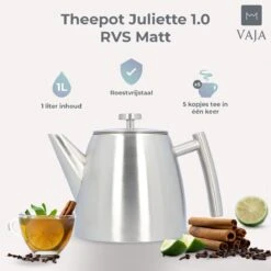 Vaja® Theepot Camille Met Filter - Zilver - 1.0L - RVS Dubbelwandig - Theekan 15 Vaja® Theepot Camille Met Filter - Zilver - 1.0L - RVS Dubbelwandig - Theekan -Keuken Benodigdheden Winkel 1200x1200 2631
