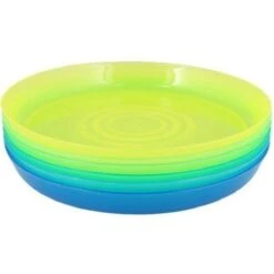 Merkloos Kinder Borden / Bordjes JENSEN - Geel / Groen / Blauw - Kunststof- Set Van 6 - Kinderservies