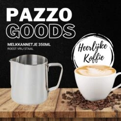 Merkloos Pazzo Goods - Melkkan - Melkkannetje Opschuim - Zilver - 350 Ml - Premium Kwaliteit - RVS - -Keuken Benodigdheden Winkel 1200x1200 2780