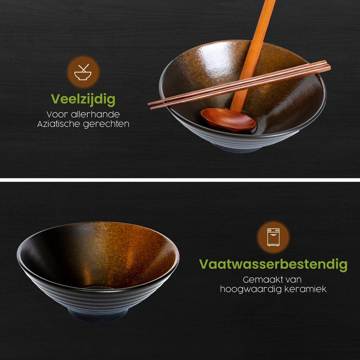 Greenwill Noodle Kom Set – Luxe Japans Servies Voor 2 Personen – Duurzame Keramieke Soepkommen – Inclusief Chopsticks Eetlepels En Houders 6 Greenwill Noodle Kom Set – Luxe Japans Servies Voor 2 Personen – Duurzame Keramieke Soepkommen – Inclusief Chopsticks Eetlepels En Houders - Afbeelding 4