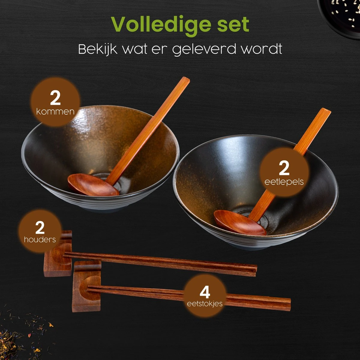 Greenwill Noodle Kom Set – Luxe Japans Servies Voor 2 Personen – Duurzame Keramieke Soepkommen – Inclusief Chopsticks Eetlepels En Houders 13 Greenwill Noodle Kom Set – Luxe Japans Servies Voor 2 Personen – Duurzame Keramieke Soepkommen – Inclusief Chopsticks Eetlepels En Houders - Afbeelding 11
