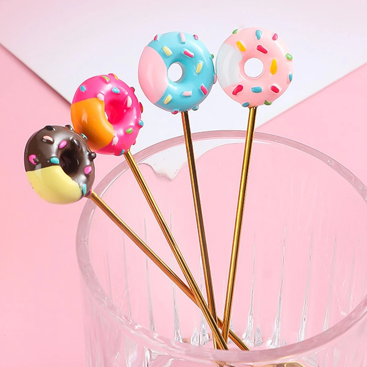 Gebaksvorkjes Donut Set Van 4 Taartvorkjes - Goud 6 Gebaksvorkjes Donut Set Van 4 Taartvorkjes - Goud - Afbeelding 4