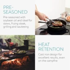 Navaris Gietijzeren Koekenpan - Braadpan Van Gietijzer - Ronde Skillet - Geschikt Voor Alle Warmtebronnen - Ø 30 Cm - Ovenbestendig Tot 260 Graden -Keuken Benodigdheden Winkel 1200x1200 444