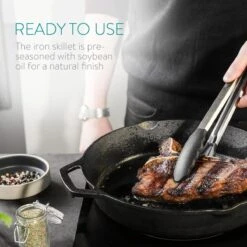 Navaris Gietijzeren Koekenpan - Braadpan Van Gietijzer - Ronde Skillet - Geschikt Voor Alle Warmtebronnen - Ø 30 Cm - Ovenbestendig Tot 260 Graden -Keuken Benodigdheden Winkel 1200x1200 445