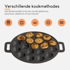 Ocina Poffertjespan– 19 Poffertjes – Poffertjesmaker – Poffertjespan Inductie – Poffertjespan Electrisch – Gietijzeren Pan – Inclusief Warmtebestendige Handvaten– Gratis Receptenboek -Keuken Benodigdheden Winkel 1200x1200 479