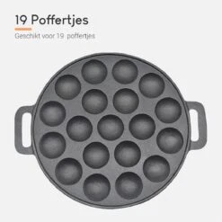 Ocina Poffertjespan– 19 Poffertjes – Poffertjesmaker – Poffertjespan Inductie – Poffertjespan Electrisch – Gietijzeren Pan – Inclusief Warmtebestendige Handvaten– Gratis Receptenboek -Keuken Benodigdheden Winkel 1200x1200 480