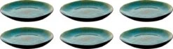 Palmer Bord Lotus 20.5 Cm Zwart Turquoise Stoneware 6 Stuk(s)