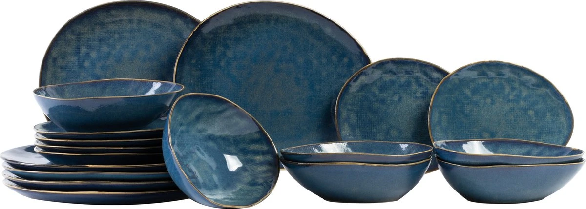 Cosy & Trendy Serviesset Aicha Blue 18-Delig - 6 Persoons 3 Cosy & Trendy Serviesset Aicha Blue 18-Delig - 6 Persoons