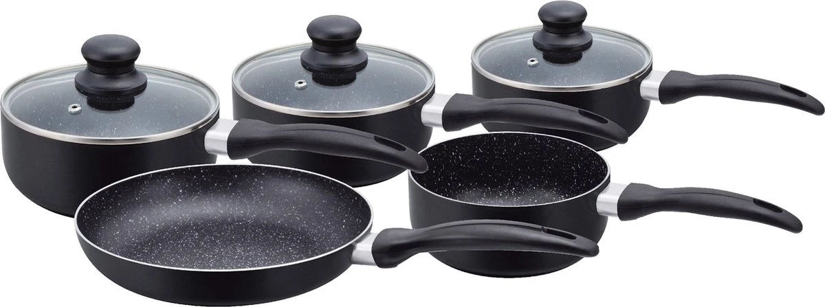 Herzberg HG-5003BK: 8 Pieces Marble Cookware Set - Black 3 Herzberg HG-5003BK: 8 Pieces Marble Cookware Set - Black