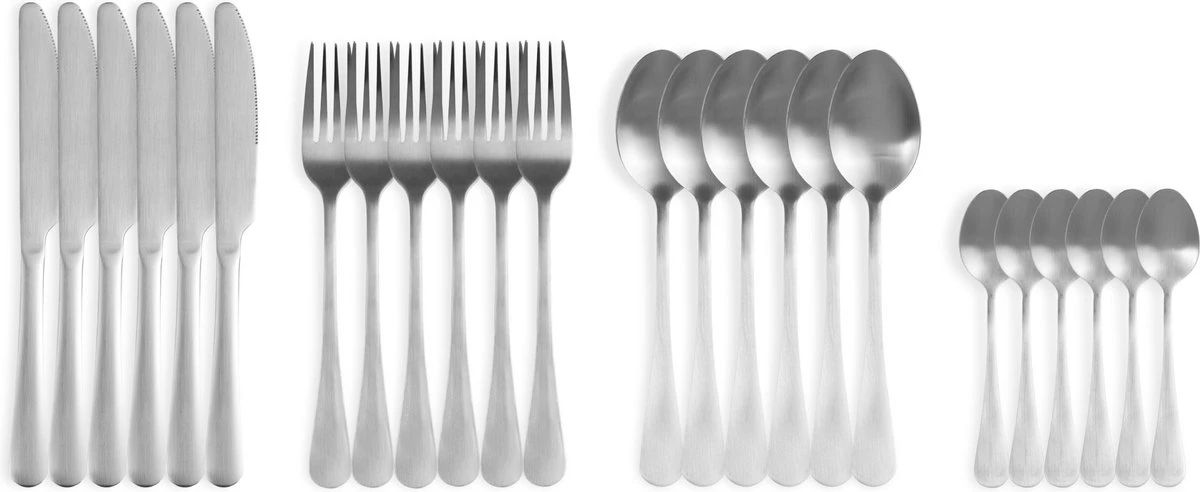 Magani - Zilveren Bestekset - Roestvrij Staal - 24-delig - Voor Zes Personen - PVD Coating 3 Magani - Zilveren Bestekset - Roestvrij Staal - 24-delig - Voor Zes Personen - PVD Coating