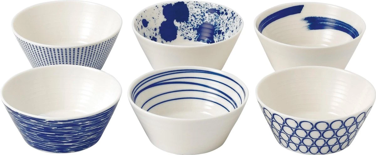 Royal Doulton Pacific - Schaaltjes Voor Snacks - Kommen - Porselein - Wit / Blauw - ⌀ 11 Cm - 6 Stuks 3 Royal Doulton Pacific - Schaaltjes Voor Snacks - Kommen - Porselein - Wit / Blauw - ⌀ 11 Cm - 6 Stuks