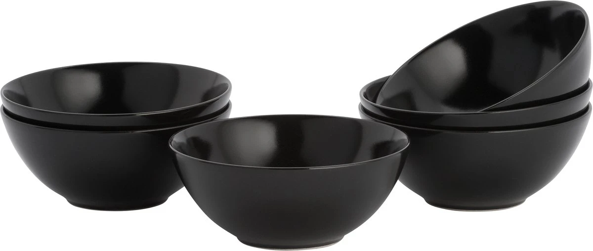 Lite-Body - Hermes Kom 500 Ml - Set Van 6 - Rond - Zwart Mat 3 Lite-Body - Hermes Kom 500 Ml - Set Van 6 - Rond - Zwart Mat