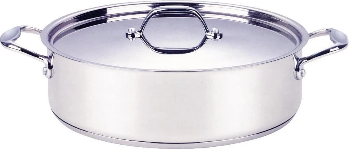 Merkloos Lage Kookpan RVS Braadpan - Voor Alle Warmtebronnen, Ook Inductie – 9L 3 Merkloos Lage Kookpan RVS Braadpan - Voor Alle Warmtebronnen, Ook Inductie – 9L