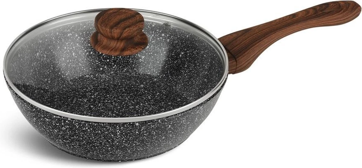 Edënbërg Stonetec Line - Wokpan Keramisch - 24 Cm - 3-laags Anti-aanbaklaag! 3 Edënbërg Stonetec Line - Wokpan Keramisch - 24 Cm - 3-laags Anti-aanbaklaag!