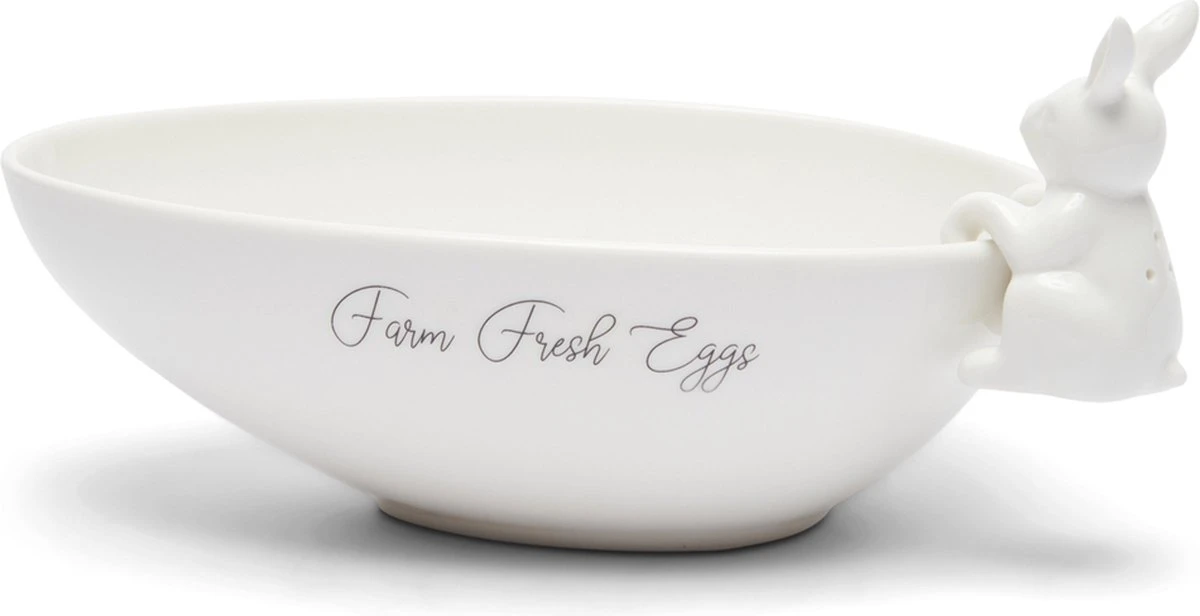 Riviera Maison Eierschaal Paasdecoratie, Eierhouder - Fresh Farm Eggs Bowl - Wit - Porselein - Giftbox 3 Riviera Maison Eierschaal Paasdecoratie, Eierhouder - Fresh Farm Eggs Bowl - Wit - Porselein - Giftbox
