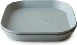 Mushie - Kinderservies Borden Vierkant (Set Van 2) - Borden - Sage