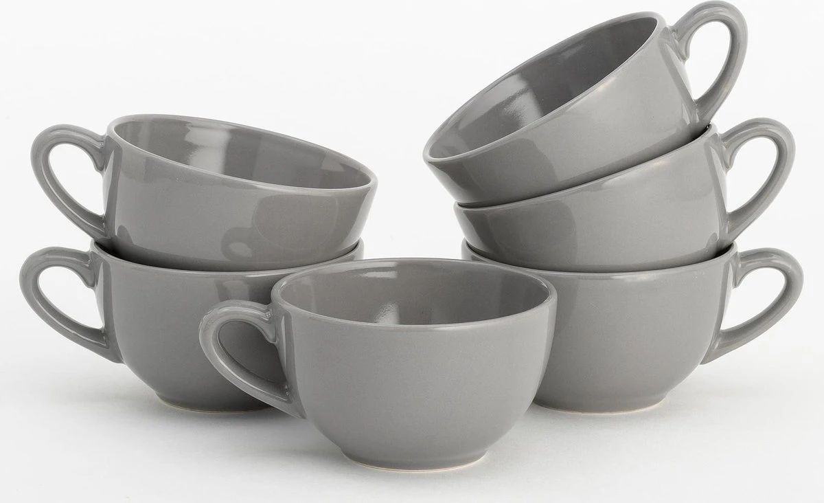 Lite-Body Hermes Soepkom Met Oor - Set Van 6 Stuks - 12 Cm/30 Cl - Aardewerk - Grijs 3 Lite-Body Hermes Soepkom Met Oor - Set Van 6 Stuks - 12 Cm/30 Cl - Aardewerk - Grijs