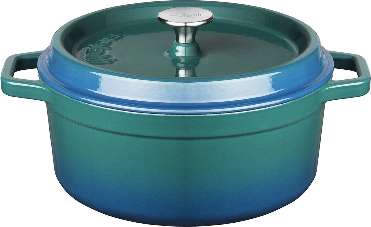 Sola Braadpan Gietijzer - Ø 24 Cm - Blauw/groen - Gietijzer - Extra Zware Bodem 3 Sola Braadpan Gietijzer - Ø 24 Cm - Blauw/groen - Gietijzer - Extra Zware Bodem