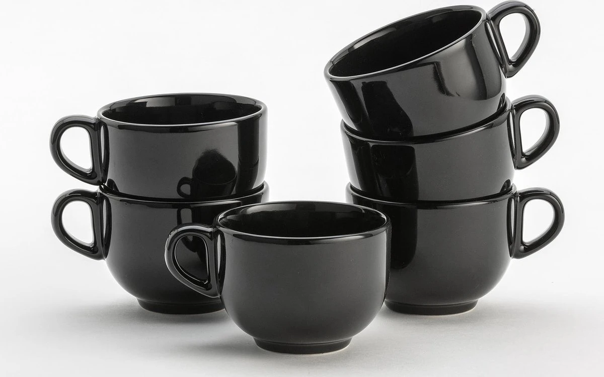 Lite-Body Soepkom Met Oor - Mystique Zwart - Set Van 6 Stuks 3 Lite-Body Soepkom Met Oor - Mystique Zwart - Set Van 6 Stuks