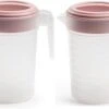 2x Stuks Waterkan/sapkan Transparant/roze Met Deksel 1 Liter Kunststof- Smalle Schenkkan Die In De Koelkastdeur Past -Keuken Benodigdheden Winkel 1200x754 7