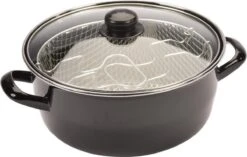 Frituurpan Emaille Met Glazen Deksel En Korf - Ø 26cm - Zwart 6 Frituurpan Emaille Met Glazen Deksel En Korf - Ø 26cm - Zwart -Keuken Benodigdheden Winkel 1200x765 7