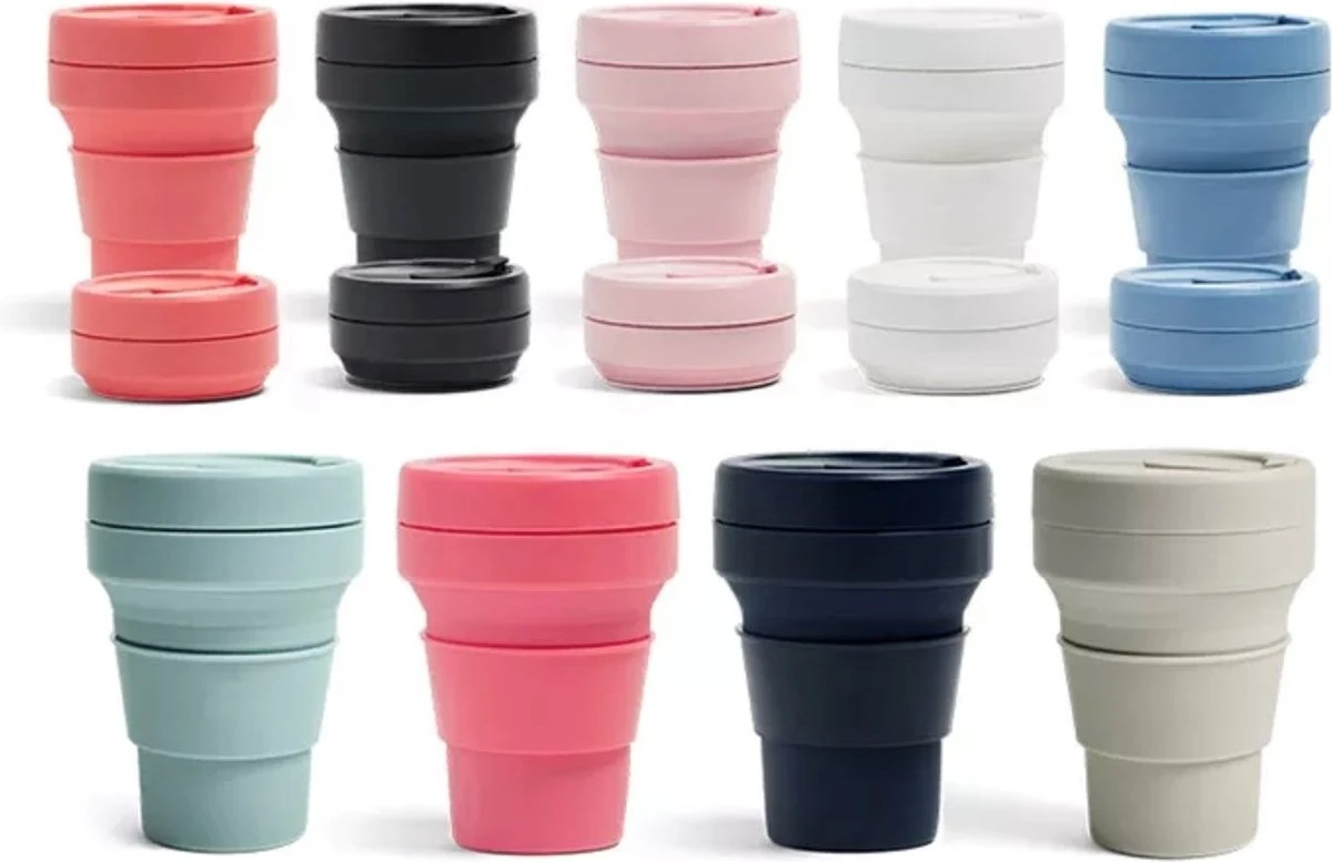 Koffiebeker - Reisbeker - Siliconen Beker - Opvouwbaar - Zwart - Drinkbeker - To Go 5 Koffiebeker - Reisbeker - Siliconen Beker - Opvouwbaar - Zwart - Drinkbeker - To Go - Afbeelding 3