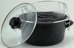 Frituurpan Emaille Met Glazen Deksel En Korf - Ø 26cm - Zwart 7 Frituurpan Emaille Met Glazen Deksel En Korf - Ø 26cm - Zwart -Keuken Benodigdheden Winkel 1200x779 5