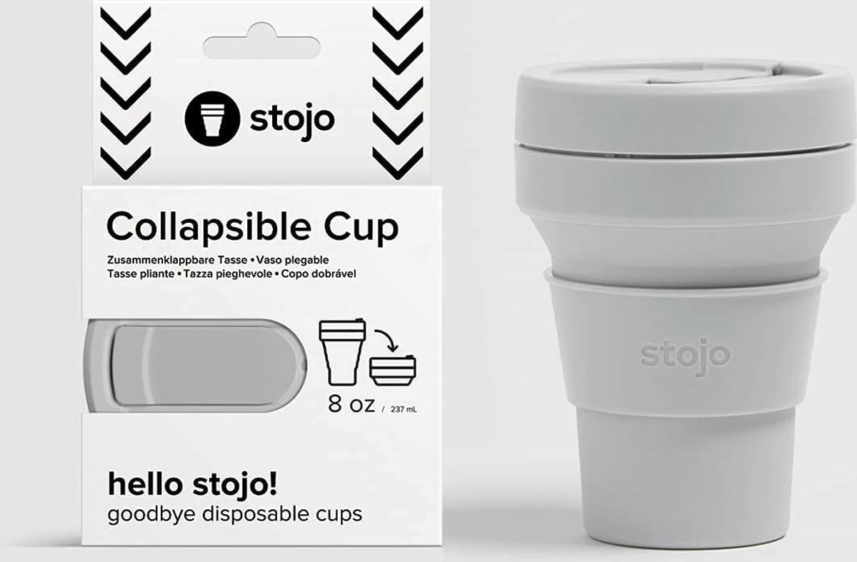 STOJO - Opvouwbare Beker - To Go - Grijs - 237ml - Herbruikbaar 9 STOJO - Opvouwbare Beker - To Go - Grijs - 237ml - Herbruikbaar - Afbeelding 7