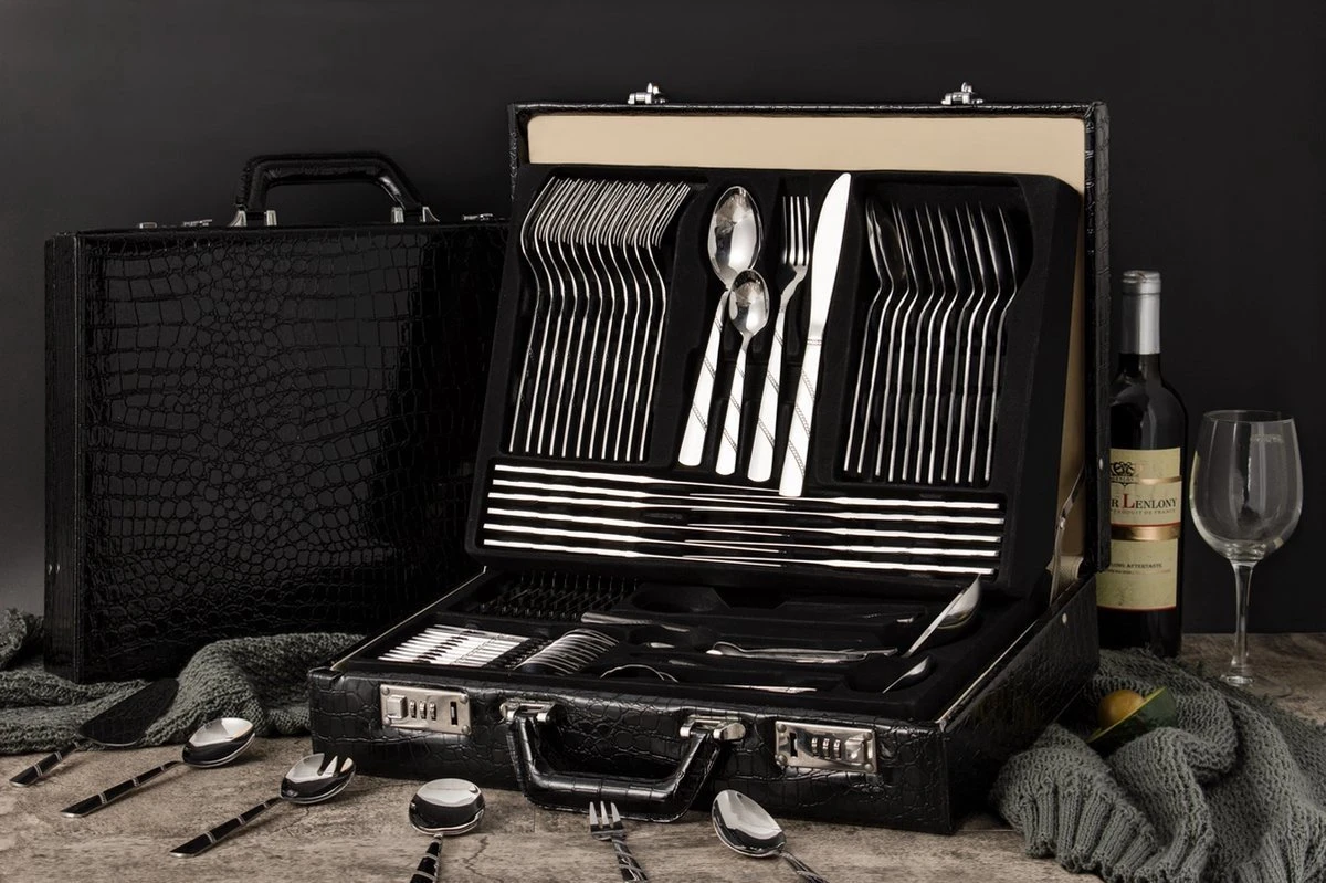 Swiss Home | Bestekset - 12 Persoons - 72-delig - Luxe Opbergkoffer - 18/10 | Limited Edition Set + Luxe Koffer 7 Swiss Home | Bestekset - 12 Persoons - 72-delig - Luxe Opbergkoffer - 18/10 | Limited Edition Set + Luxe Koffer - Afbeelding 5