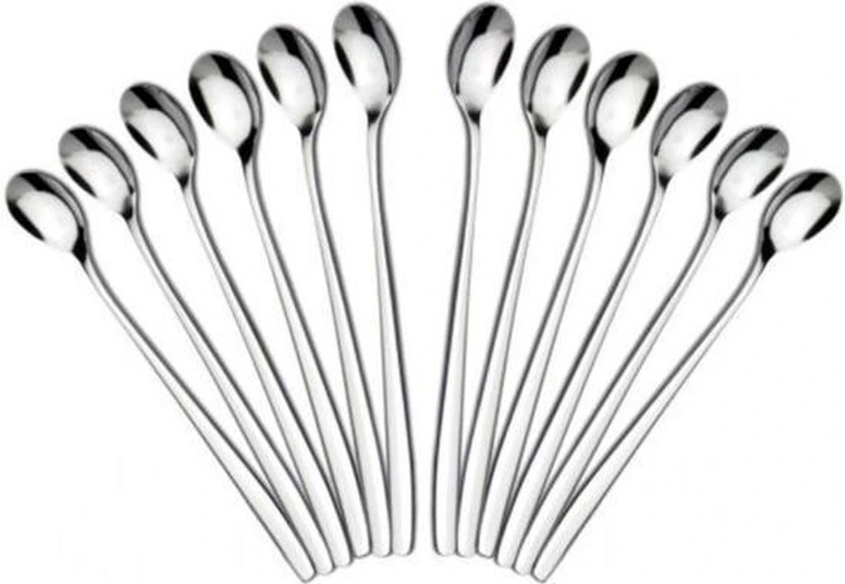 Latte Machiato Lepels – RVS Lange Yoghurt, Dessert Of Koffie Lepeltjes – KELERINO. - Set Van 12 Stuks 3 Latte Machiato Lepels – RVS Lange Yoghurt, Dessert Of Koffie Lepeltjes – KELERINO. - Set Van 12 Stuks